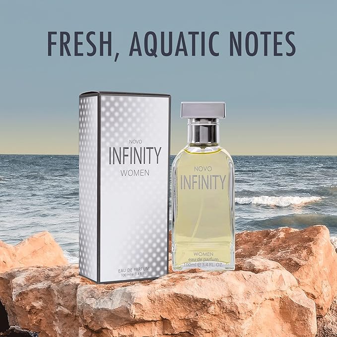 Novo Infinity for Women - 3.4 Fluid Ounce Eau De Parfum Spray Refreshing Mix of Citrus Floral & Musk Fragrances Smell Fresh All Day Long Lovely Gift Occasions