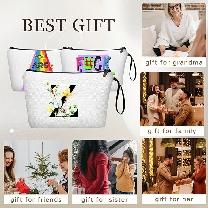SEAMOON Initial Gifts,Monogram Gifts,Monogrammed Gifts for Women,Gifts for Mom from Daughter,Bride Gifts,Cosmetic Bag with Mirror,Sister Birthday Gift Ideas,Personalized Gifts,Christmas Gifts,Z