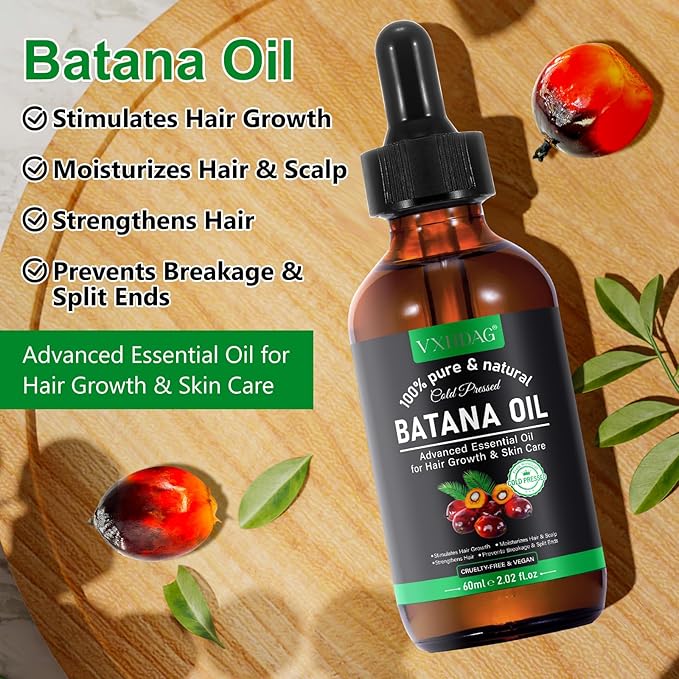 Batana Oil - Pure & Natural Hair Growth Oil from Honduras, Eliminates Split Ends, Enhances Radiance for All Hair & Skin Types, 4.04 fl oz (pack of 2)