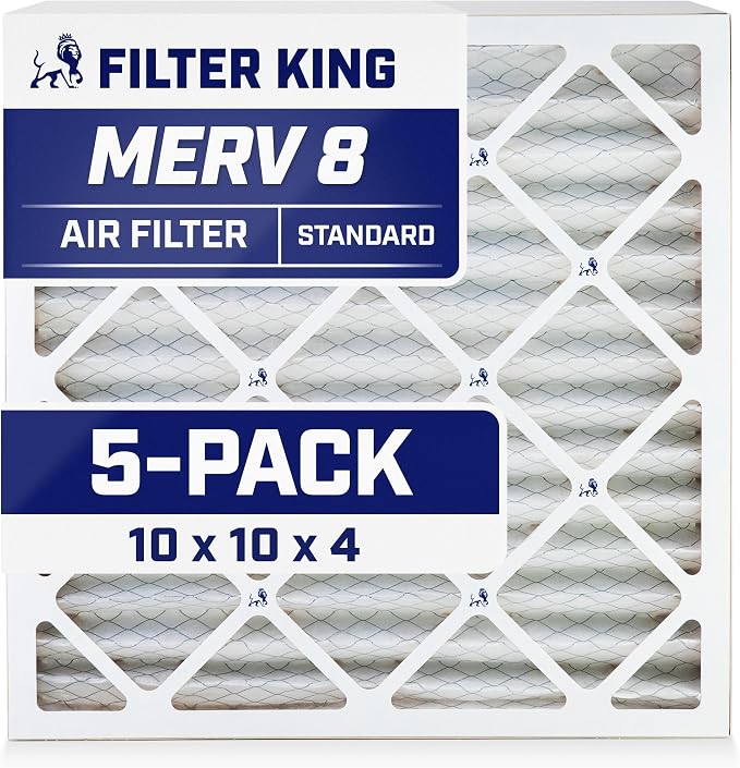 Filter King 10x10x4 Air Filter | 5-PACK | MERV 8 HVAC Pleated A/C Furnace by FilterKing