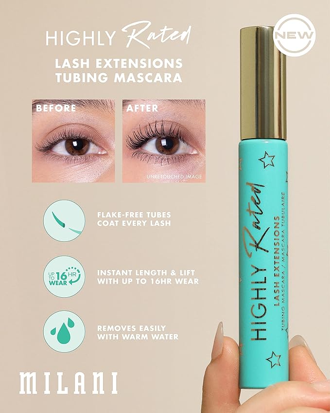 Milani Tubing Mascara | Highly Rated Mascara - Black | Length and Lift | Shea Butter to Nourish and Condition Lashes