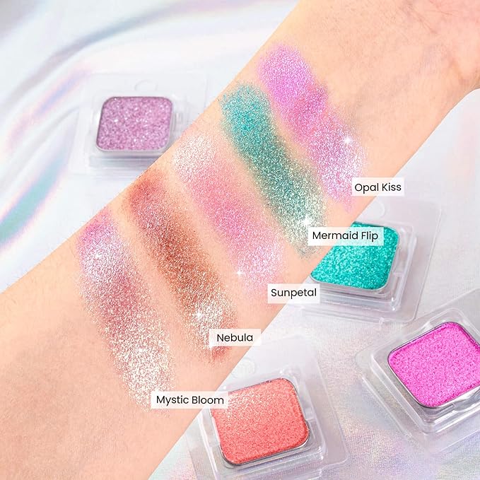 Chameleon Single Eyeshadow – Soft Gold-Pink, Pressed Powder,Square Pan, Fits Magnetic Palettes, High Pigment, Smudge-Proof, Smooth Blend, All-Day Wear (Sunpetal)