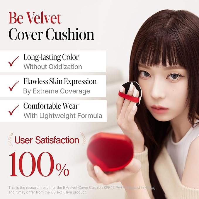 Espoir Be Velvet Cushion Foundation #27 Oat | Quick and Easy Coverage with Long-lasting Color by Zero Oxidation, Velvety Smooth Finish & Lightweight Formula, Vegan, Korean Makeup, 0.46 oz
