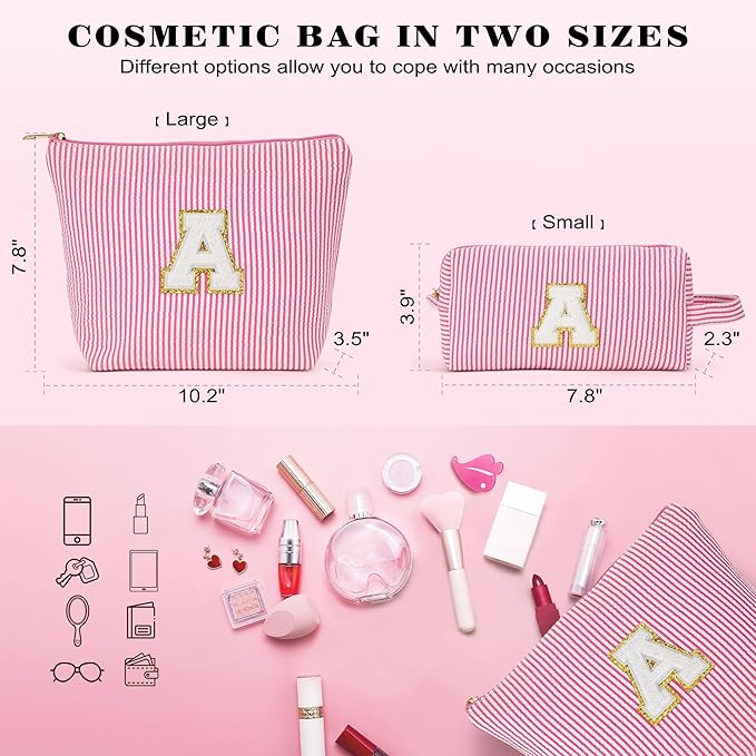 Travel Makeup Bag Organizer - Travel Essentials, Initial Travel Toiletry Bag with Zipper | Small Makeup Bag for Purse Cute Blue Stuff Birthday Gifts for Women Mom Daughter, Blue Letter L
