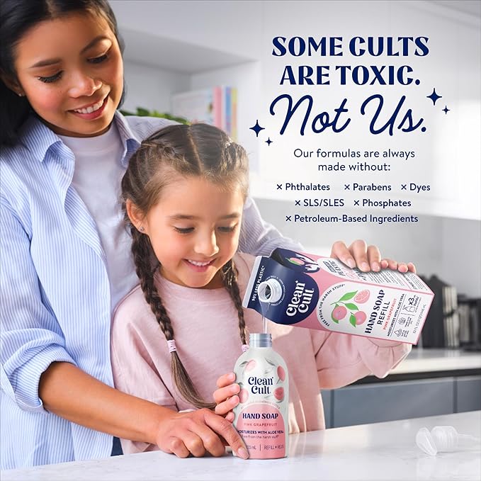 Cleancult Liquid Hand Soap Refill - Pink Grapefruit- Moisturizes Dry & Sensitive Skin - Made with Aloe Vera & Essential Oils - Eco Friendly - Paper-Based Packaging - 32 oz/1 Pack
