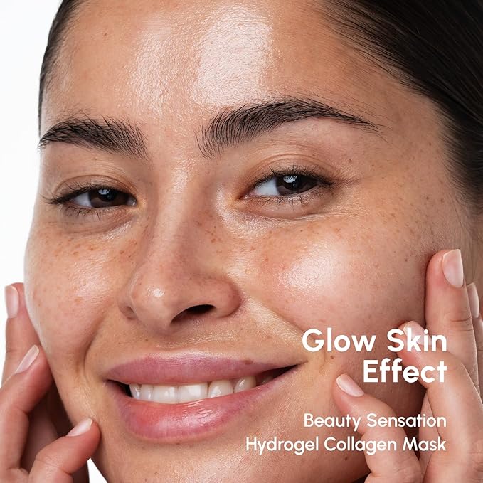 MAREE Hydrogel Collagen Facial Mask with Hyaluronic Acid — Hydrating Face Masks Skincare — Niacinamide, Amino Acids & Red Algae Extract — Facial Masks For Women — Mascarillas Para La Cara — 4 Count