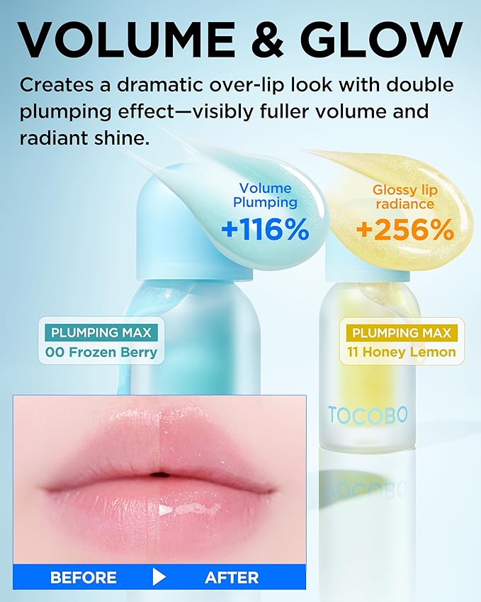 TOCOBO Juicy Berry Plumping Lip Oil 07 Plum Jam – Korean Vegan Hydrating Lip Oil with Plant Oils for High Shine Gloss - Non Sticky Formula for All Skin Tones, 0.12 fl.oz.