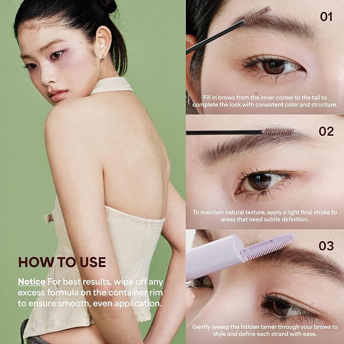 ENTROPY MAKEUP Tough Brow Finisher, 2-In-1 Brow Tint Mascara with Built-In Comb, Skinny Brush, Long-Lasting, Lightweight, Natural Hold and Soft Tint, Oatmeal