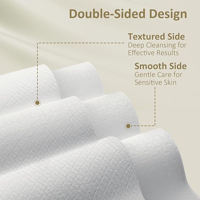 Ourmed Life Face Towels, Disposable Biodegradable Facial Towels for Sensitive Skin, Lint- free Face Wipes for Washing Face, Skincare and Makeup Remover, Dry Wipes, 10"×12" Extra Large, 100 Count