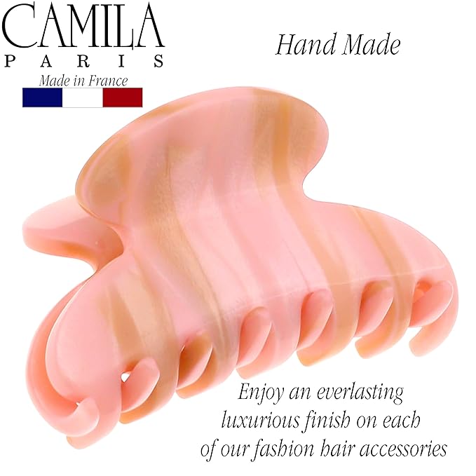 Camila Paris CP3064 French Hair Clip for Women, Handmade, Pink, Small, Girls Hair Claw Clips Jaw, Durable Styling Hair Accessories for Women, Strong Hold No Slip Grip, Made in France