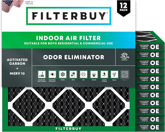 Filterbuy 12x12x1 Air Filter MERV 10 Odor & Allergy Defense by Filterbuy