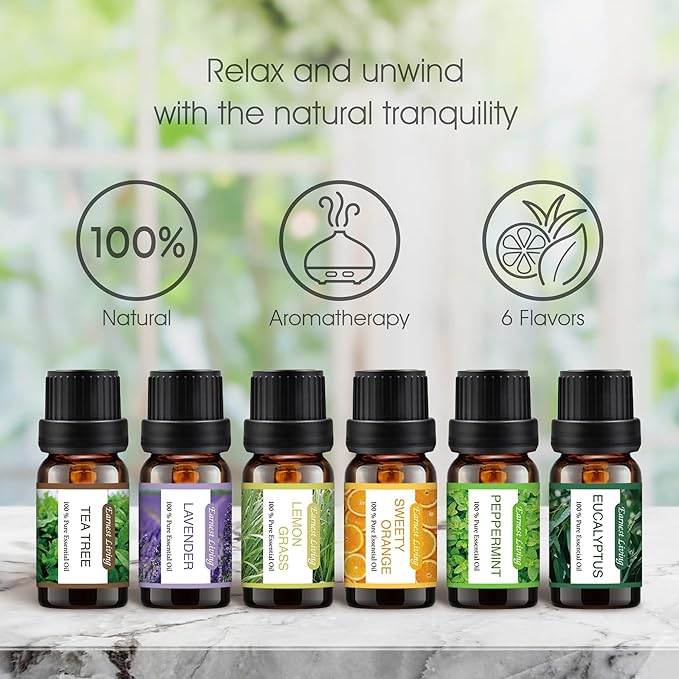 Earnest Living Essential Oil Diffuser Gift Set White Ceramic Diffuser 100 ml & Essential Oil Set Timers Night Lights Auto Off for Women
