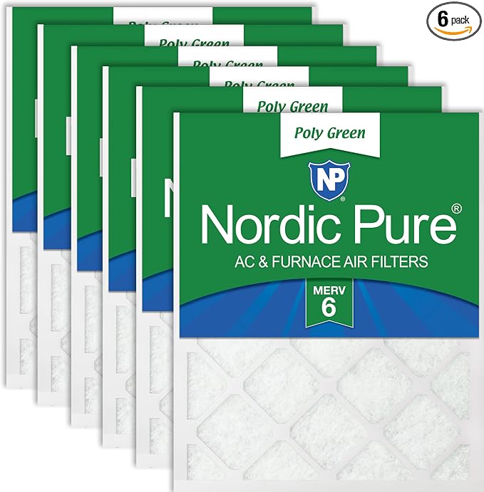 Nordic Pure 16x24x1 Poly Green MERV 6 AC Furnace Air Filters – Reduces Dust by NordicPure