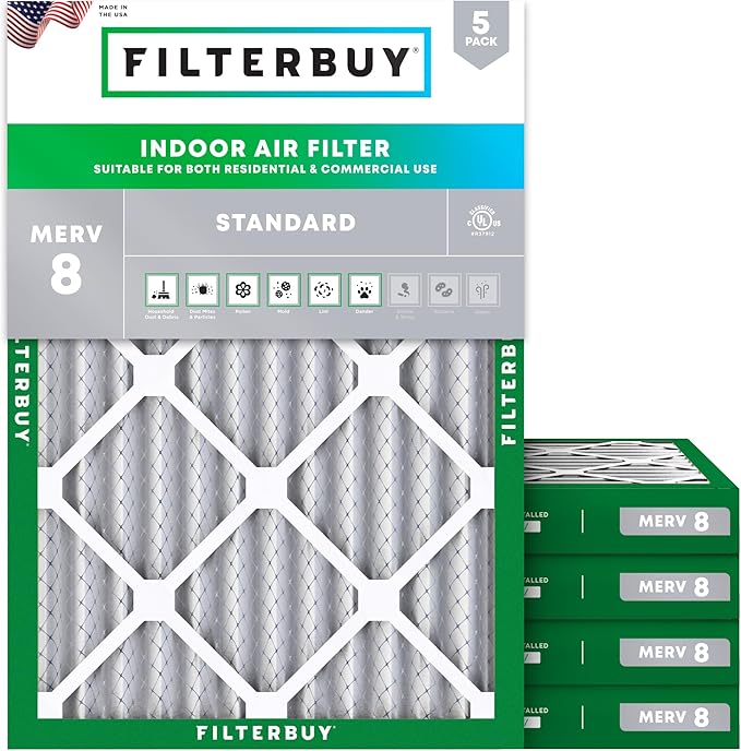 Filterbuy 20x22x2 Air Filter MERV 8 Essential Dust & Allergy Defense, by Filterbuy