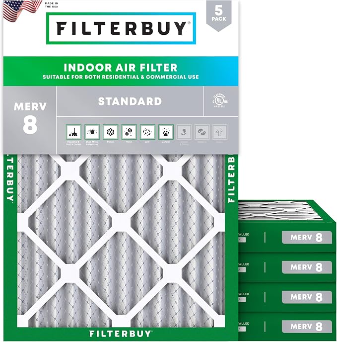 Filterbuy 30x36x2 Air Filter MERV 8 Essential Dust & Allergy Defense, by Filterbuy