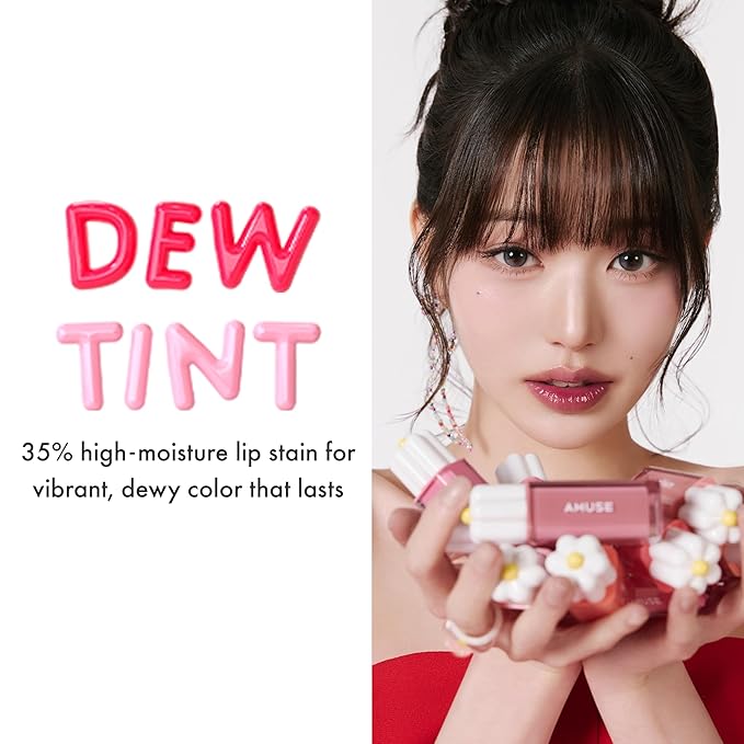 Amuse SEOUL Daisy Flower Dew Tint 08 AMETHYST | 35% High-moisture Water Tint, Long-lasting, Vitamin E Acetate, Moisturizing, No Peel Off, Lip Treatment, Non Sticky, Korean Lip Tint for Dry Lips