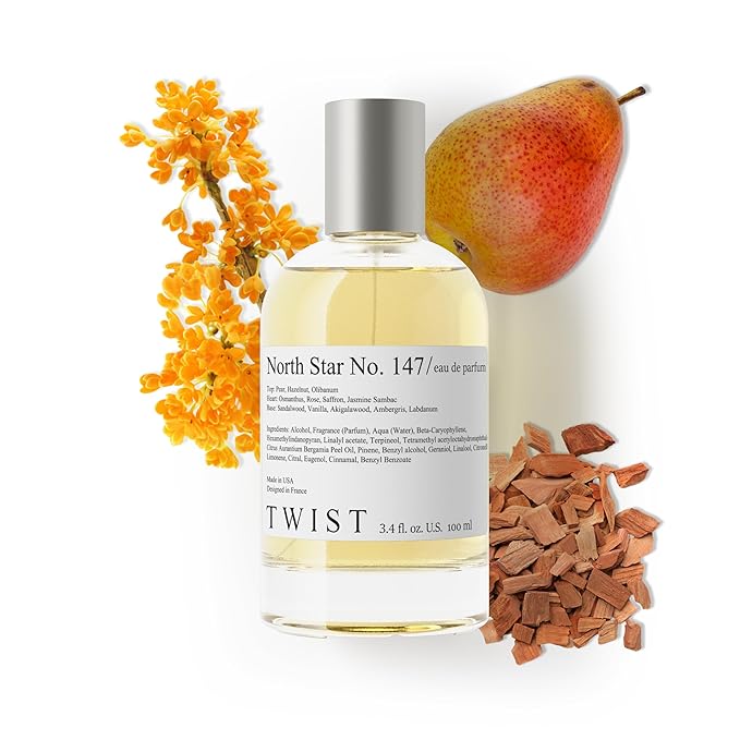 Twist North Star No. 147 - Eau De Parfum Inspired by Amoua. Guidance, Long-Lasting Perfume For Women & Men, Pear & Hazelnut, Vegan, Clean Ingredients, Unisex, Fragrance - Spray 100 ml | 3.4 fl. oz.