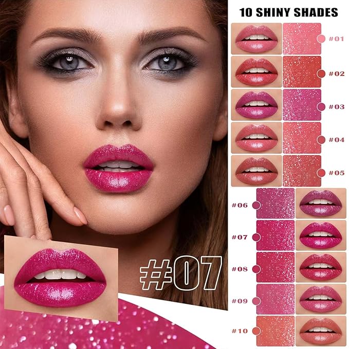Lipstick For Women Matte Nude Glitter Highly Pigmented Moisturizing Lip stick Hypoallergenic Waterproof Long Lasting Lipsticks Quick Makeup Lightweight Portable Magenta # 09