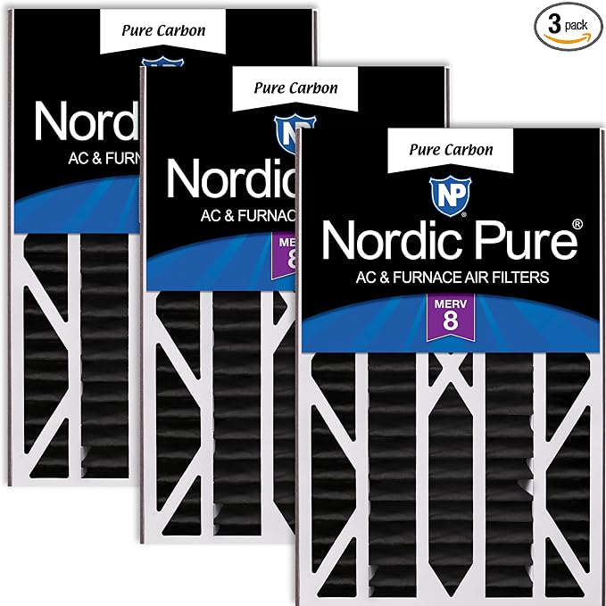 Nordic Pure Air Bear Cub 16x25x3 Replacement Carbon Odor Reduction Merv 8 Air by NordicPure