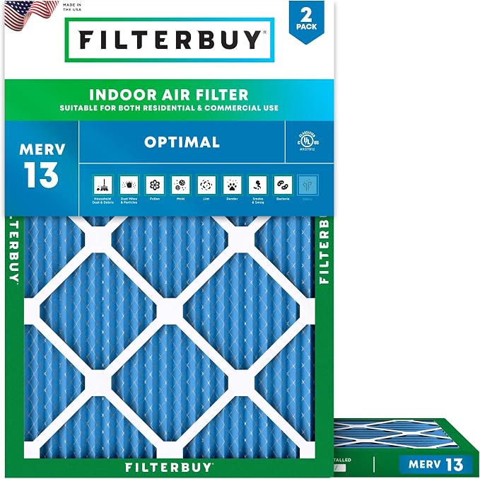 Filterbuy 17.5x21x1 Air Filter MERV 13 Optimal Smoke & Allergy Defense by Filterbuy