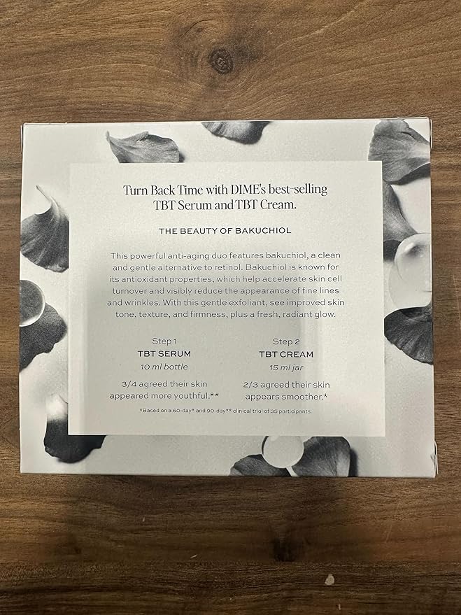 DIME Beauty TBT Reviving Skincare Set ($32 Value) - Includes TBT Cream (15 ml) + Serum (10 ml), Formulated with Bakuchiol, a Clean Retinol Alternative to Reduce the Appearance of Fine Lines