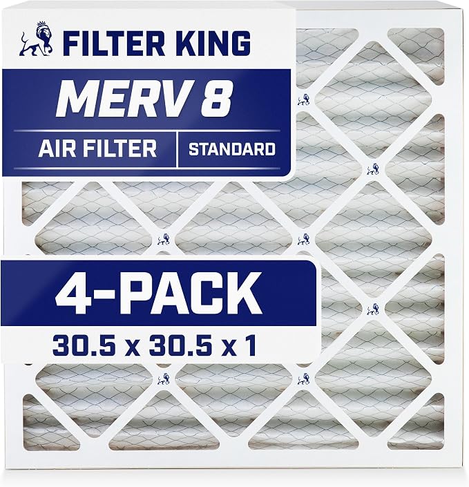 Filter King 30.5x30.5x1 Air Filter | 4-PACK | MERV 8 HVAC Pleated A/C Furnace by FilterKing