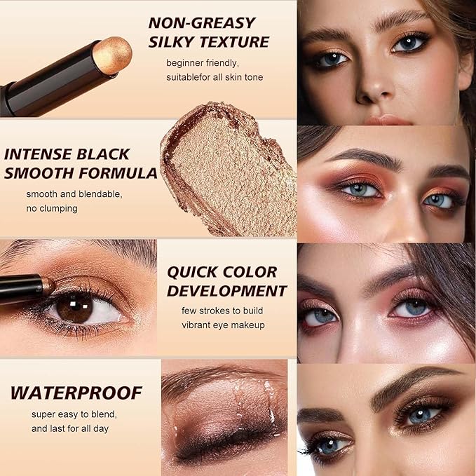 Light Taupe Nude Eyeshadow Stick Matte Eyeshadow Pencil Makeup, High Pigment Crease-proof Eye Shadow Brightener stick, Hypoallergenic Waterproof Long Lasting Eye Highlighter Stick (19#)