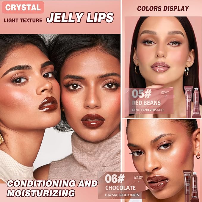 Tinted Lip Serum Gloss – Hydrating Lip Plumper with Natural Shine, Nourishing Hydration with Polypeptide Non-Sticky, Long-Lasting Color, Moisturizing Lip Makeup (4Pcs)