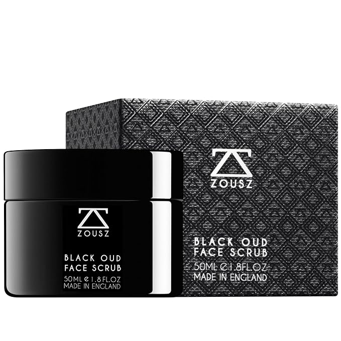 ZOUSZ Black Oud Charcoal Mens Face Scrub Mask – Exfoliating Clay Face Mask & Deep Cleansing Facial Scrub with Activated Charcoal, Salicylic Acid & Hyaluronic Acid – Revitalize skin – 50ml