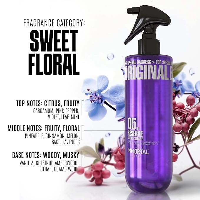 Immortal NYC Reserve 05, After Shave Spray Body/Face Men's Cologne, 17 oz - Exclusive Barbers - Softens Skin - Refreshes/disinfects and Relieves Face and Skin - Moisturizing Formula After Shaving