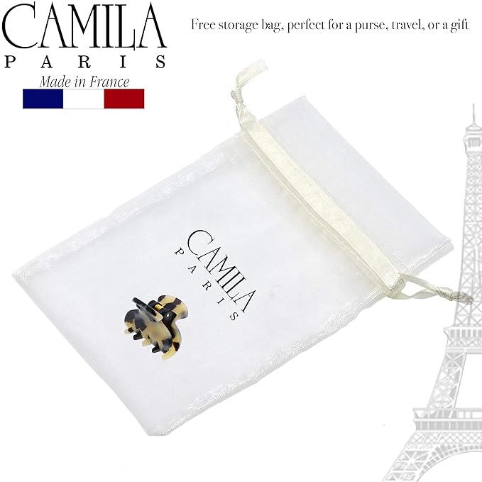 Camila Paris CP3066 French Hair Clip for Women, Handmade, Ivory Tokyo, Small, Girls Hair Claw Clips Jaw, Durable Styling Hair Accessories for Women, Strong Hold Grip, Made in France