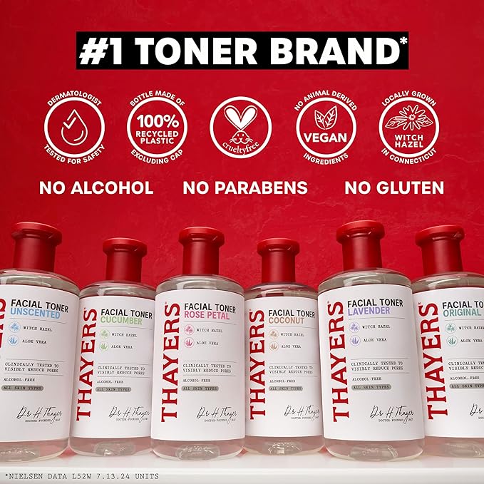 THAYERS Alcohol-Free, Hydrating Original Witch Hazel Facial Toner with Aloe Vera Formula, Vegan, Dermatologist Tested and Recommended, 12 Oz (Packaging May Vary)