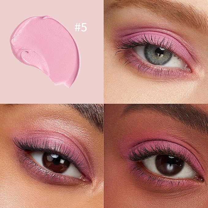 CHIFURE Eyeshadow Stick, Shimmer and Matte Cream Eye Shadow Brightener Sticks Eyeliner Pencil Crayon, Waterproof Long Lasting Eye Highlighter Stick Makeup,0.056 Oz(#5-Pink)