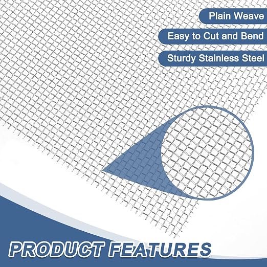 uxcell 14 Mesh 118" x 10" Woven Wire Mesh, 316 Stainless Steel Air Vent Filter - Image 3