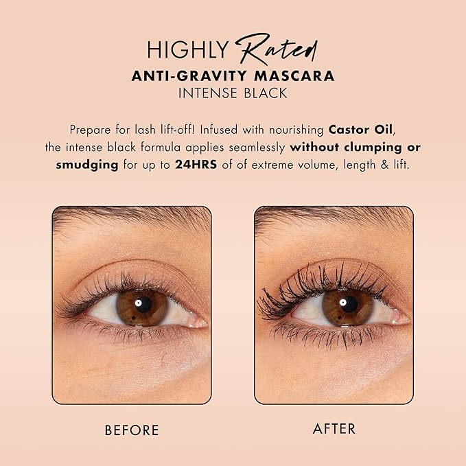 Milani Mascara Volume and Length, Highly Rated Anti-Gravity Black Shade with Castor Oil and Molded Hourglass Shaped Lash Coating Mascara Wand - 2 Pack