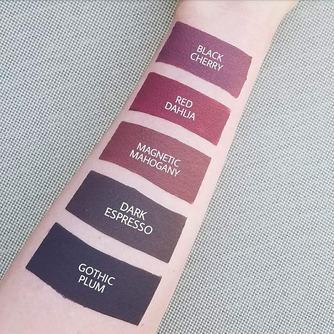 Aromi Black Cherry Matte Liquid Lipstick, Dark Plum Maroon Lip Color, Vegan and Cruelty-free, Long-Lasting Lipstick, Handmade (Black Cherry)