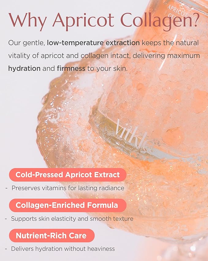 Apricot Collagen Gel Serum Mist - Korean Face Moisturizer French Patented with 8-Layer Hyaluronic Acid, Bakuchiol, Adenosine for Hydration Glow Firming Anti-Aging Spray, 6.76 fl.oz.