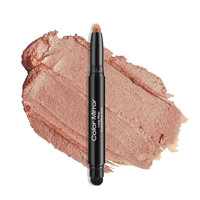 Longwear Cream Eye Shadow Sticks(72 Grapefruit Shimmer),Smudge-Proof, Waterproof Eyeshadow,Silky Formula Glitter With Makeup Brush,Orange Eyeshadow Stick
