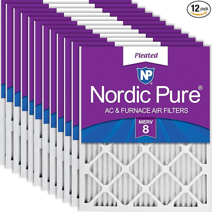 Nordic Pure 18x24x1 Pleated MERV 8 Air Filters 12 Pack by NordicPure