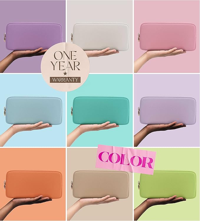 Embla Makeup Bag Travel Cosmetics Pouch and Toiletry Bag, Nylon Zipper Pouch Purse, Cute Make Up Organizer Storage Tote for Women Girls, Travel Skincare Case, Small Makeup Bags, Sapphire