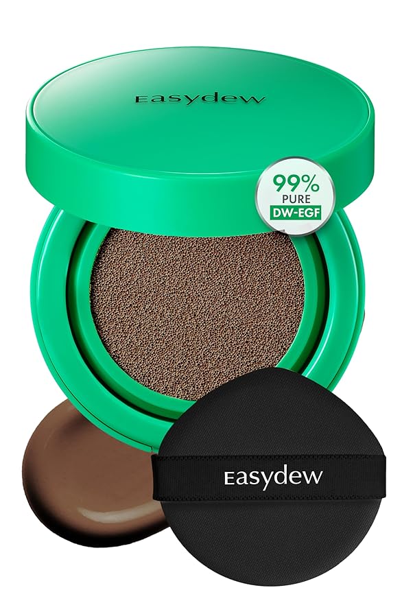 Easydew Mela B Toning Ampoule Cushion - 2-in-1 Korean Skin Care & Face Beauty Makeup - Age-Defying Full Coverage Cushion Foundation with Niacinamide & Hyaluron-Vital C 0.45 oz (#45 Espresso)