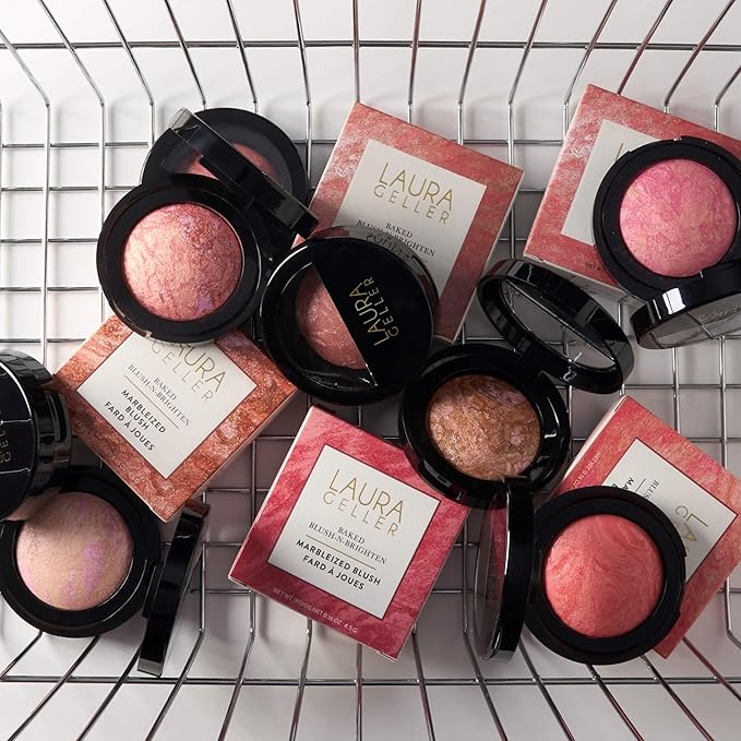 LAURA GELLER NEW YORK Baked Blush-n-Brighten Marbleized Blush for Cheeks - Starfish Island - Natural Finish - Buildable Color