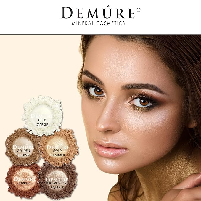 Demure Mineral Make Up (Golden Brown) Eye Shadow, Shimmer Eyeshadow, Loose Powder, Glitter Eyeshadow, Eye Makeup, Professional Makeup
