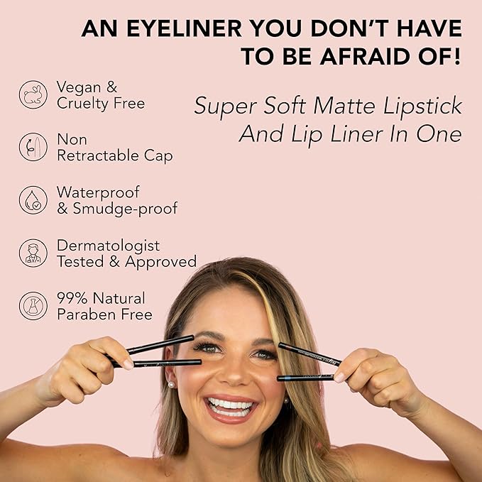 VASANTI Kajal Waterline Eyeliner Pencil - Long-lasting, Waterproof, Smudge-proof, Safe for Sensitive Eyes, Waterline Eye Liner - Opthalmologist Approved and Tested (Intense Black)