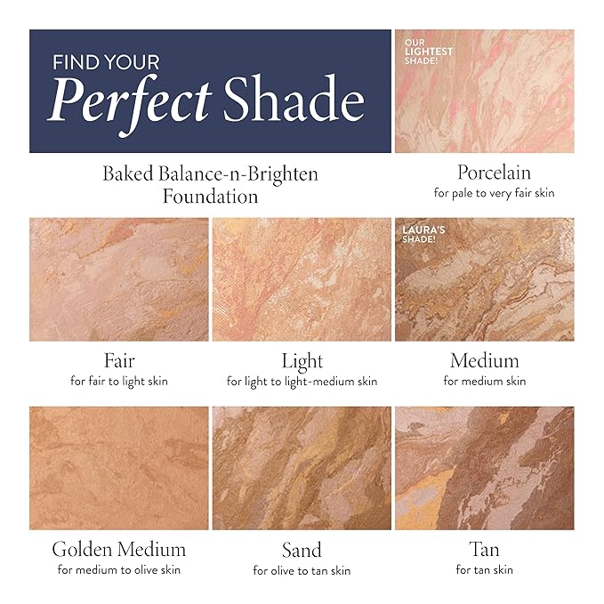 LAURA GELLER NEW YORK Award-Winning Baked Balance-n-Brighten Color Correcting Powder Foundation - Porcelain - Buildable Light to Medium Coverage - Demi-Matte Natural Finish