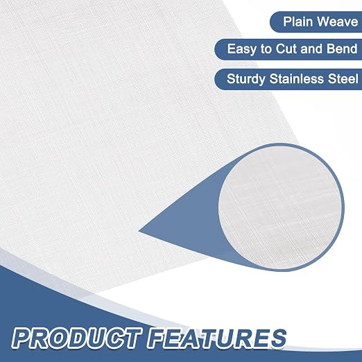 uxcell 300 Mesh 79" x 12" Woven Wire Mesh, 304 Stainless Steel Air Vent Filter - Image 3