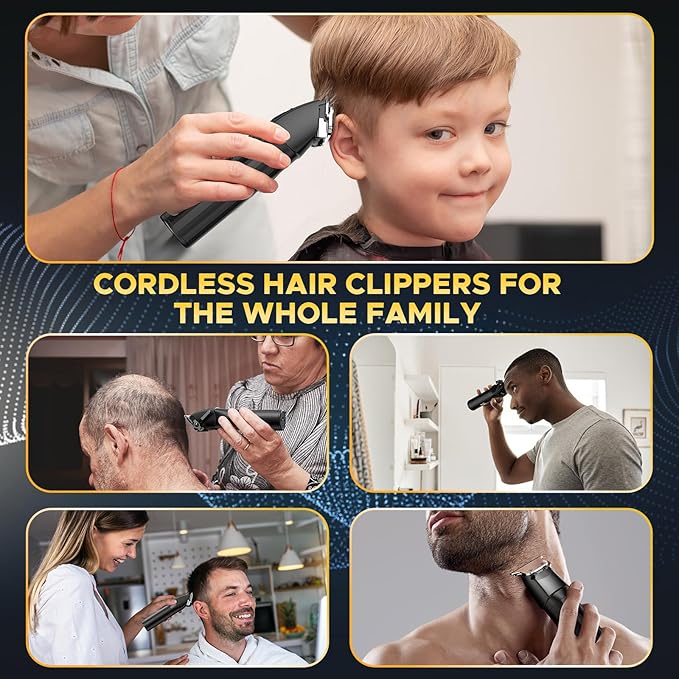 Professional Hair Clippers for Men Cordless Trimmers Kit with LED Display Electric Beard Trimmer for Kid Cordless Beards Trimmer Haircut Grooming Kit Gift for Men Women Barber Kids (Black)