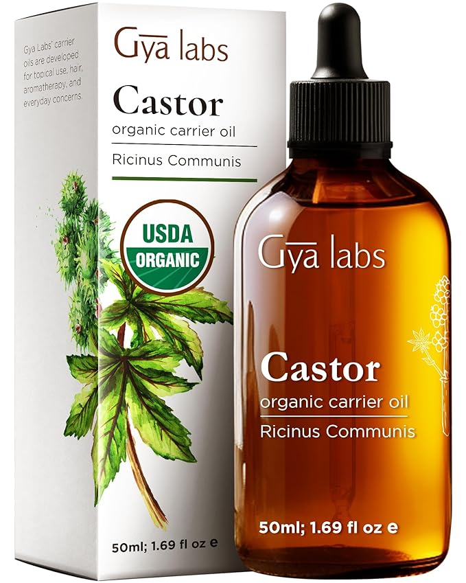 Gya Labs Castor Carrier Oil - 1.7 Fl Oz - for Hair, Skin, Face, Scalp & Body Massage