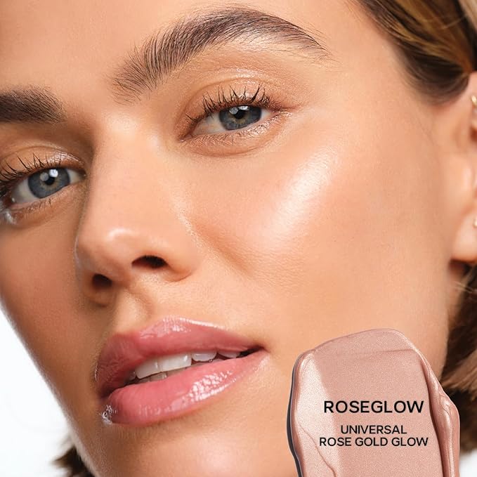 Saie Glowy Super Gel - Hydrating Makeup Primer and Illuminating Glow Serum Enriched with Vitamin C and Squalane Oil - All-Over Liquid Highlighter Makeup for Instant Glass Skin - Roseglow (1 oz)