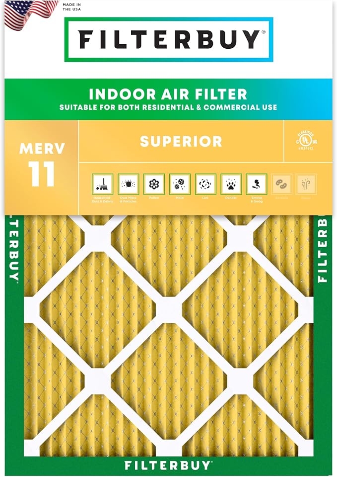 Filterbuy 13x20x1 Air Filter MERV 11 Superior Pet & Allergy Defense, by Filterbuy